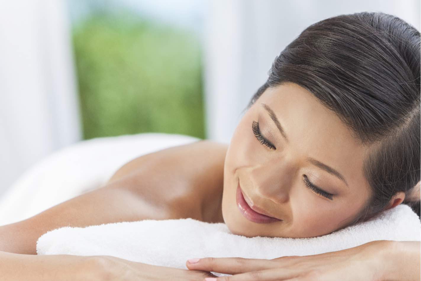 A woman on a massage table